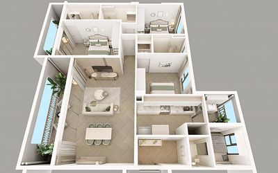 3BHK+1 LUXURY APAPRTMENT LAYOUT