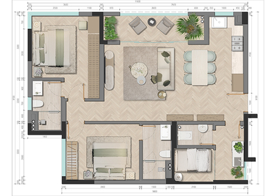 2BED+1 unit 2 floor plan