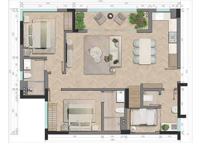 3BED+1 UNIT 2 foorl plan-ground &nbsp;floor